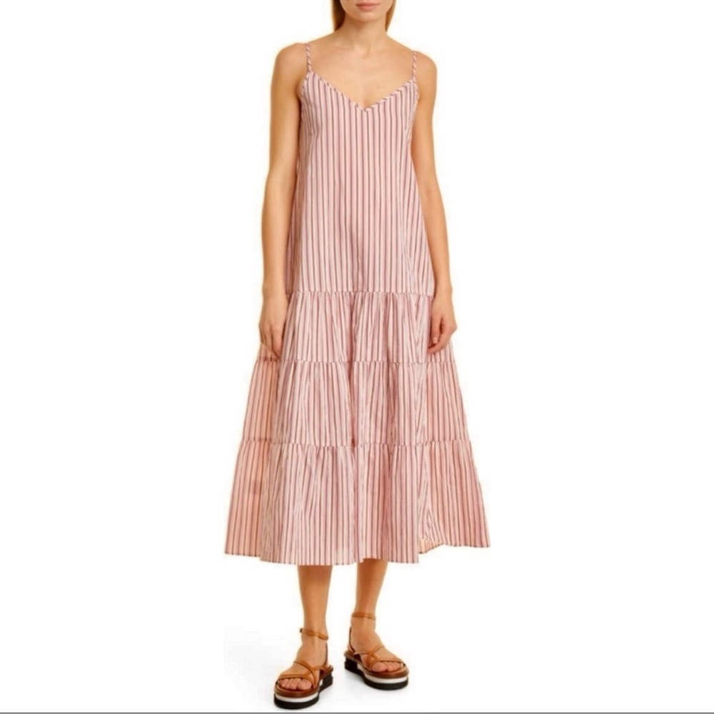 Boss Cara Tiered Stripes Spaghetti Straps Midi Sundress NWT Size 10
